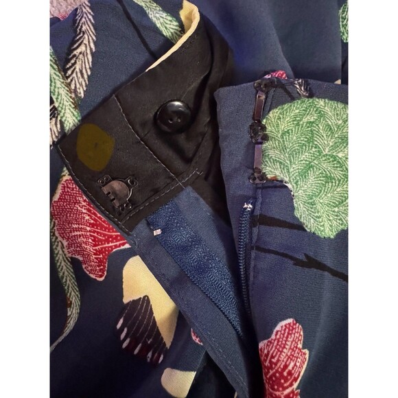 Diane von Furstenberg Silk Blend Wide Leg Trousers Floral Printed Blue Size 6 - Picture 9 of 9